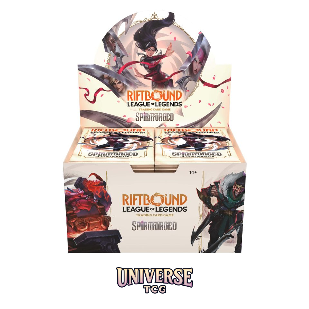 Card game box for 'Riftbound League of Legends' featuring character artwork on a white background.